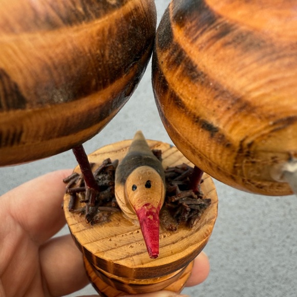 Mid Century Style Crane Family Hand Crafted Wooden Cryptomeria Birds - Picture 5 of 7